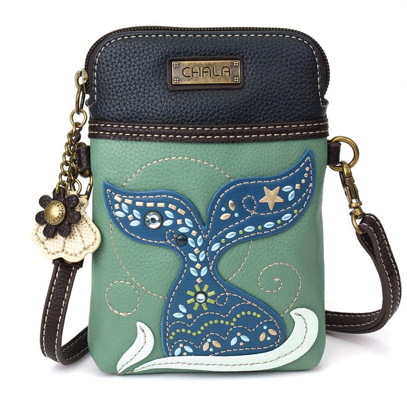 CHALA Dazzled Cell Phone Crossbody Purse-Women PU Leather Multicolor Handbag with Adjustable Strap - Mermaid Tail - teal - Image 1